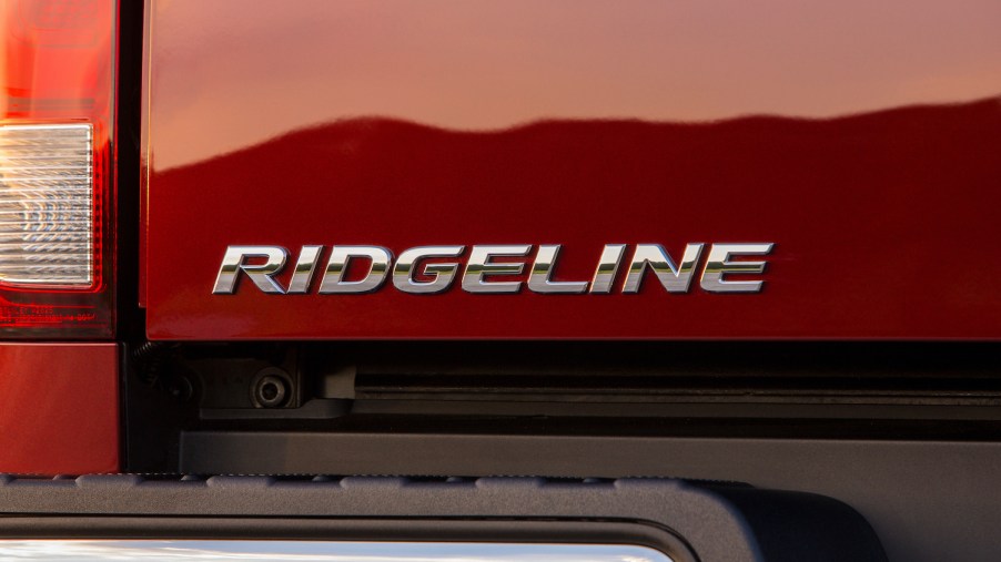 Exterior shot of a red Honda Ridgeline