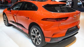 A Jaguar I-Pace displayed in a showroom