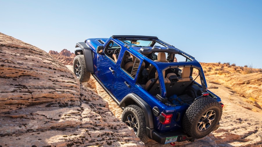 2020 Jeep® Wrangler Rubicon EcoDiesel climbing rocks