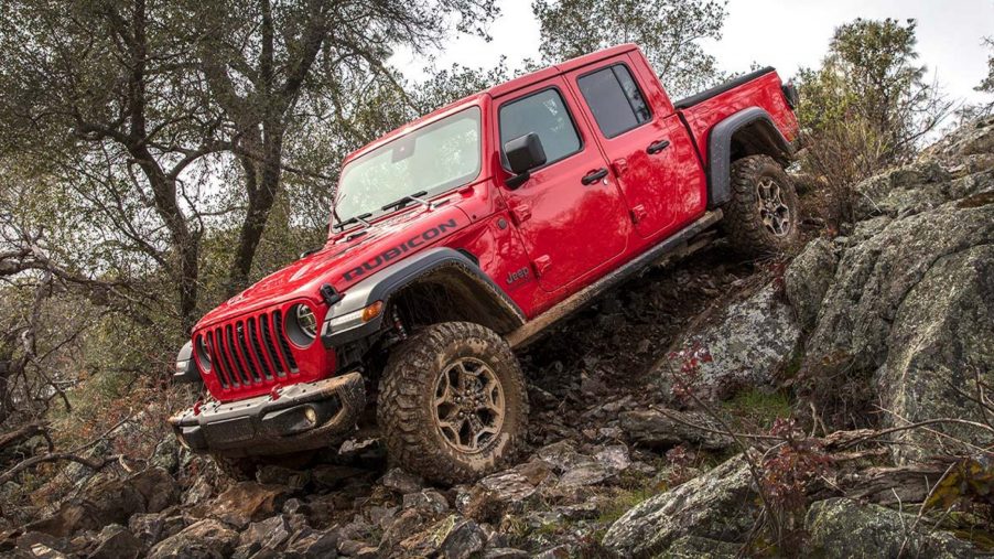 2021 Jeep Gladiator mudding on steep trail