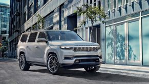 2022 Grand Jeep Wagoneer Concept driving on street.