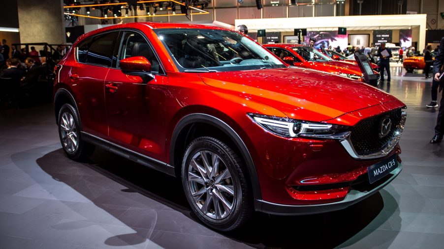 A Mazda CX-5 on display in a showroom