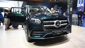 A Mercedes-Benz GLS 450 car is on display during the 17th Guangzhou International Automobile Exhibition