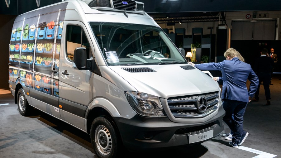 Mercedes-Benz Sprinter panel camper van light commercial vehicle on display at Brussels Expo