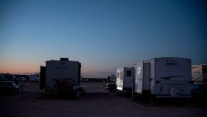 An RV park that is both a temporary and long-term home for many oil field workers