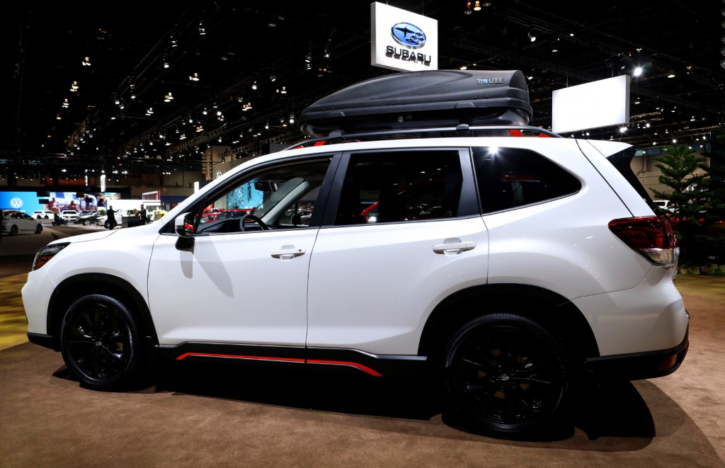 2020 Subaru Forester on display at an auto show