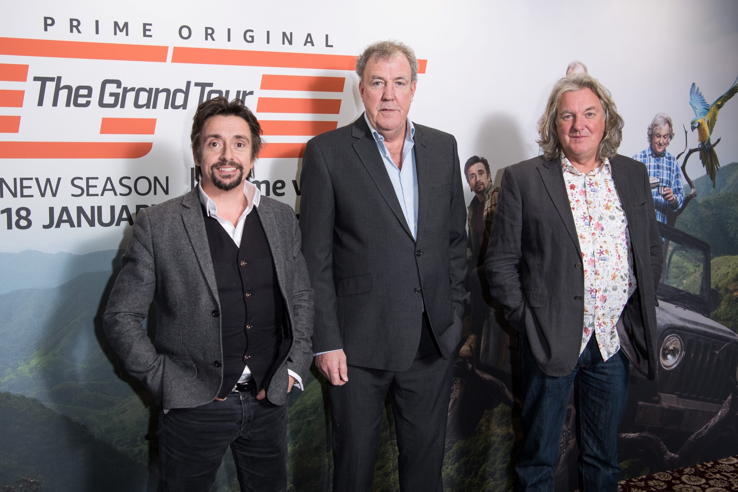 Richard Hammond, Jeremy Clarkson, and James May attend a screening of 'The Grand Tour' season 3 car show.