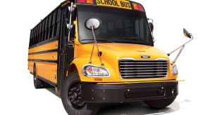The yellow 2020 Safe-T-Liner school bus.