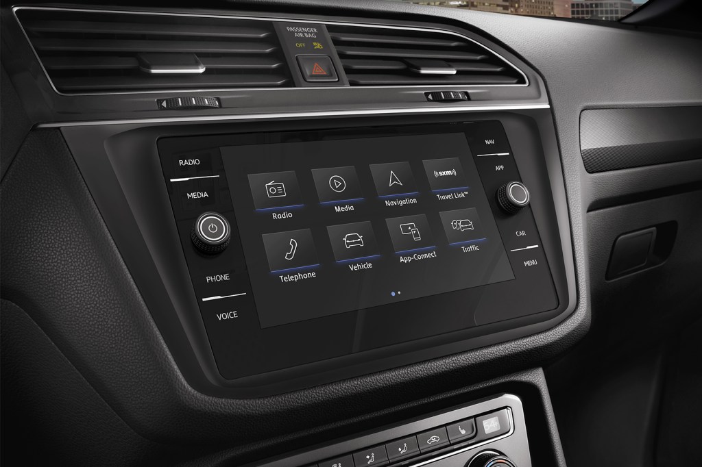 The Tiguan's sharp touchscreen at the center console.