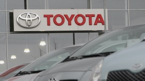 Toyota models outside of a dealership