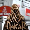 A picture taken in Paris on June 10, 2020 shows a trophy of the Dakar Rally. - The Dakar Rally will take place in Saudi Arabia