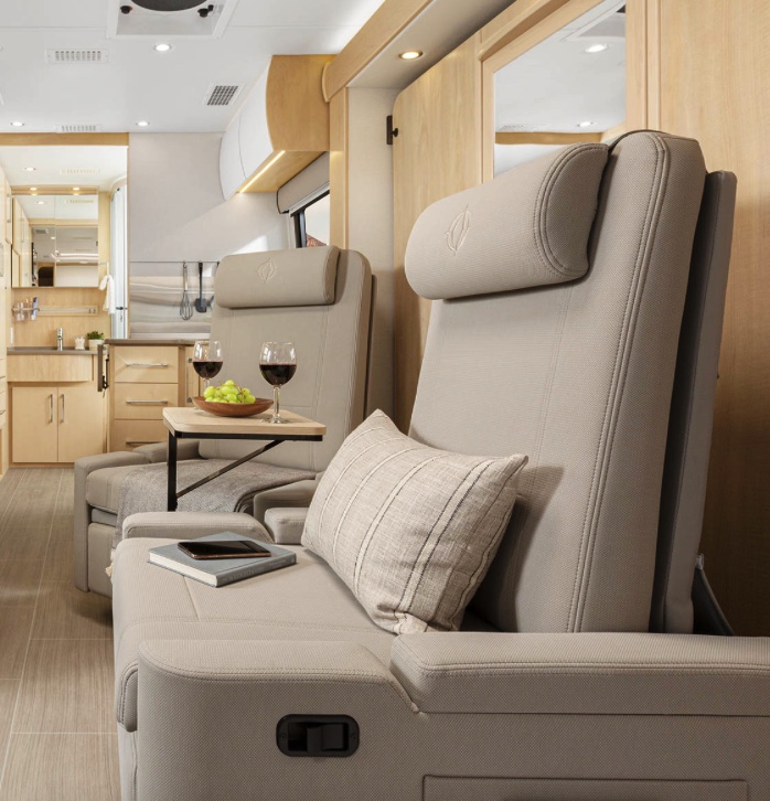 the lounge upgrade on the Unity Murphy bed camper RV built over a mercedes-benz sprinter chassis