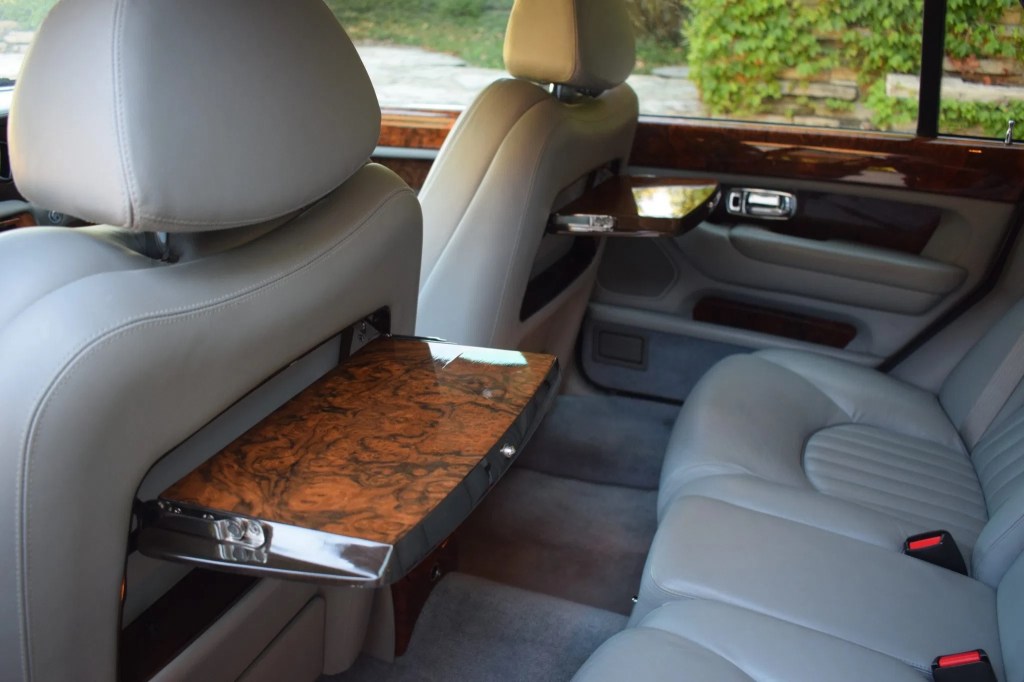 The 2001 Bentley Arnage Red Label's rear seats and walnut picnic tables