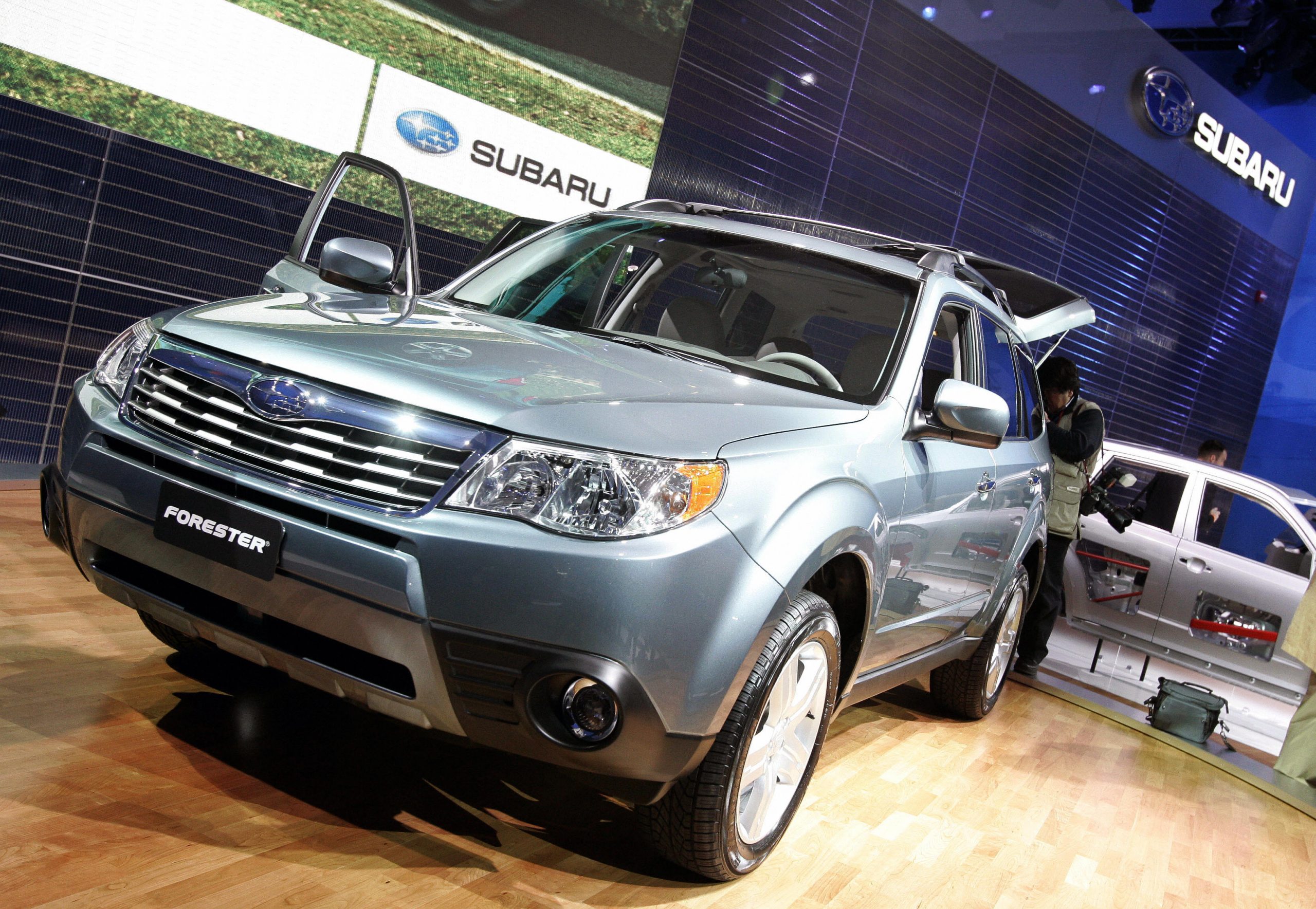A 2009 Subaru Forester on display at an auto show
