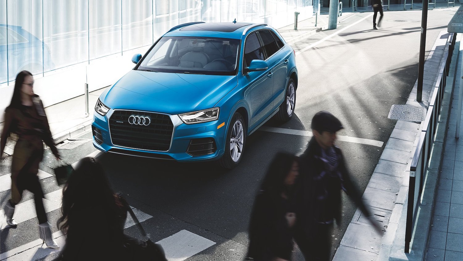 A blue 2018 Audi Q3