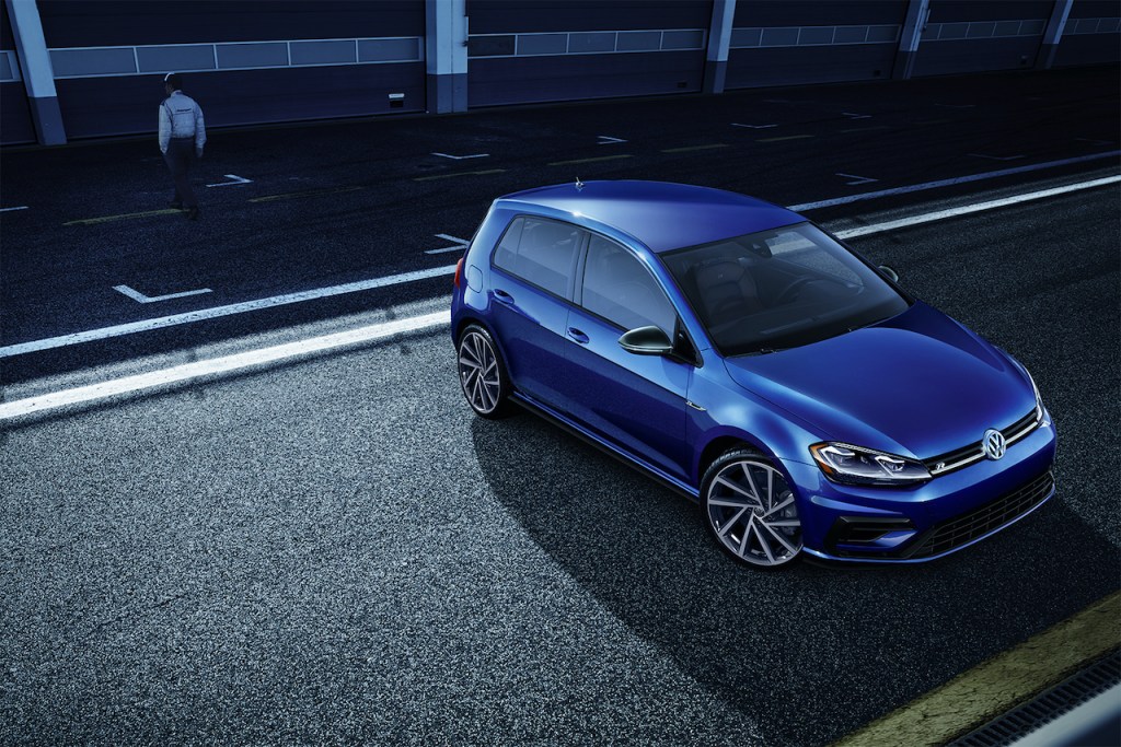 A photo of a Volkswagen Golf R on a track.