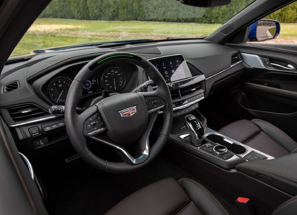 The black interior of the 2020 Cadillac CT4-V