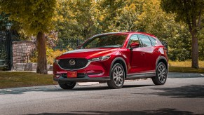 The 2020 Mazda CX-5 on display in the middle of a road