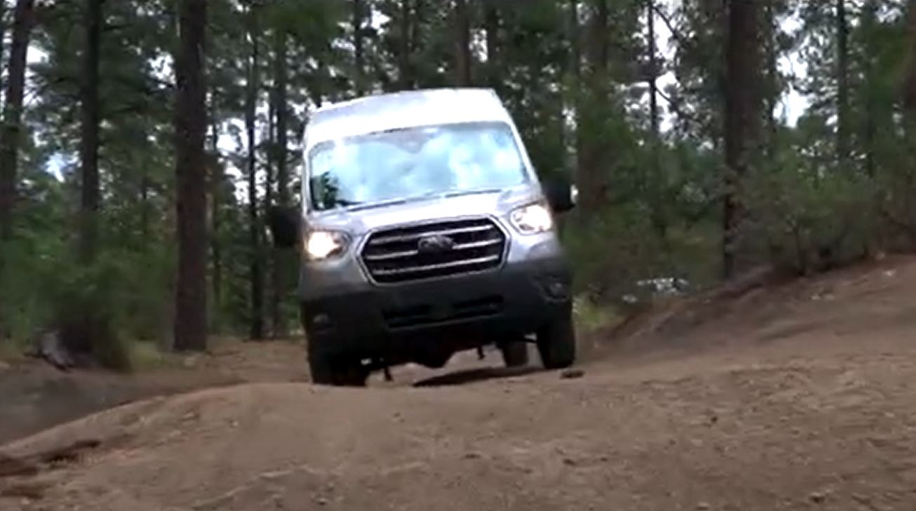 2020 Transit AWD with a high-roof traversing a dirt path