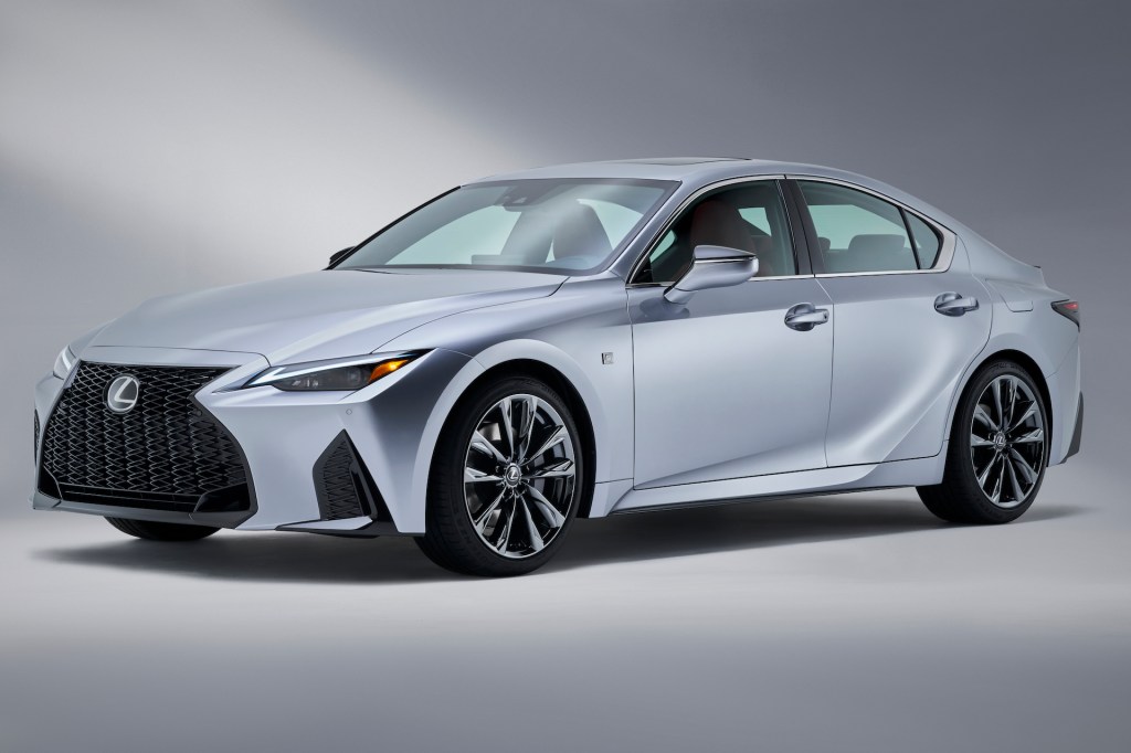 A photo of the 2021 Lexus IS in a photo studio.