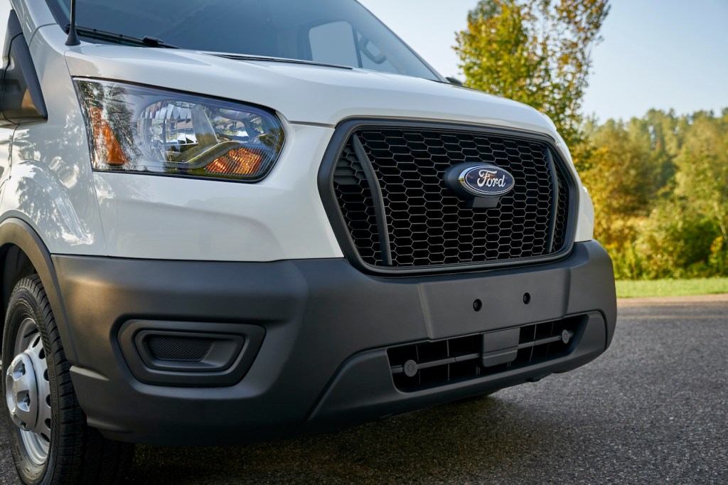 The grille of the 2021 Ford Transit