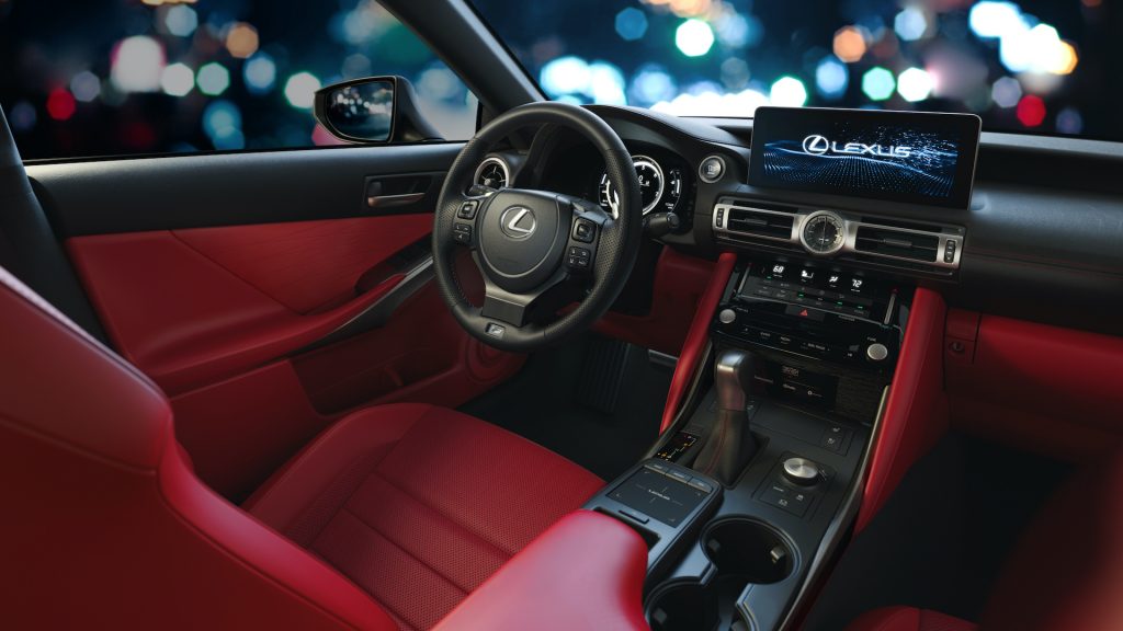 A photo of the 2021 Lexus IS in a photo studio.