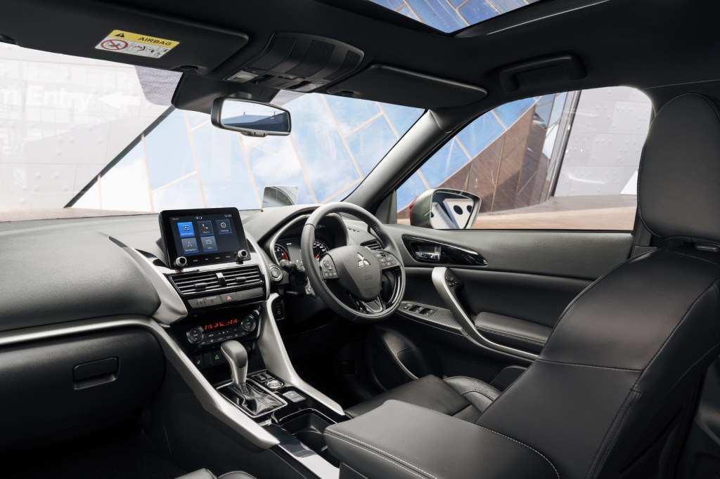 The interior of the 2022 Mitsubishi Eclipse Cross, featuring its infotainment display.