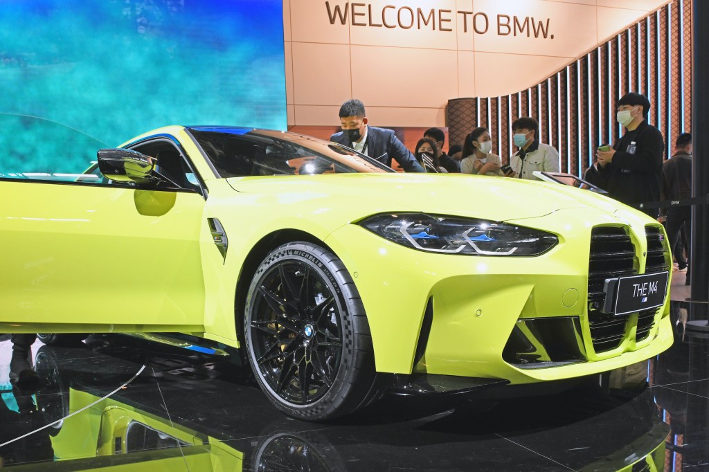 A BMW M4 car is on display during 2020 Beijing International Automotive Exhibition