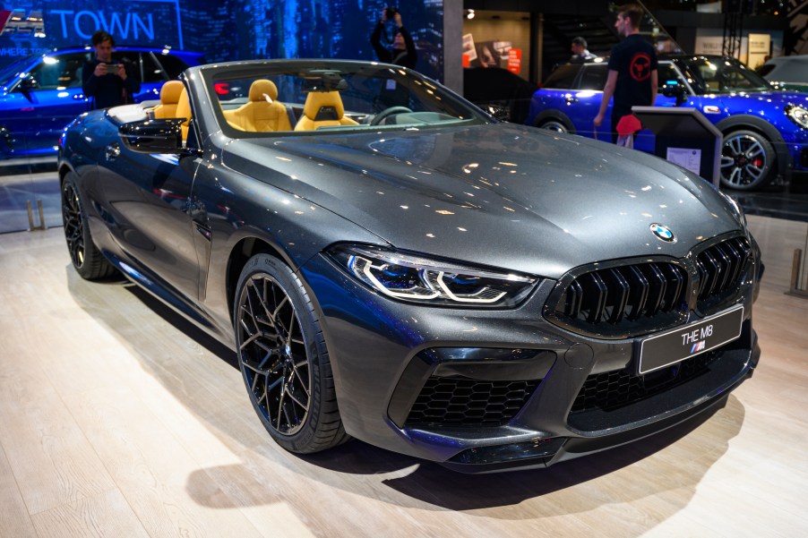 BMW M8 Convertible Grand Tourer sports car on display at Brussels Expo