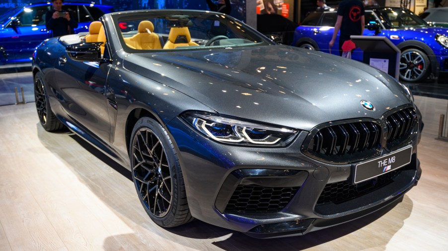 BMW M8 Convertible Grand Tourer sports car on display at Brussels Expo
