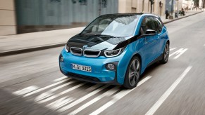 BMWi3 driving down street