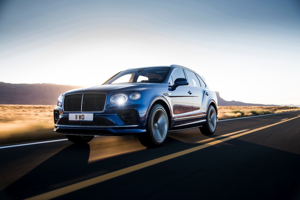 A photo of the Bentley Bentayga on the road.