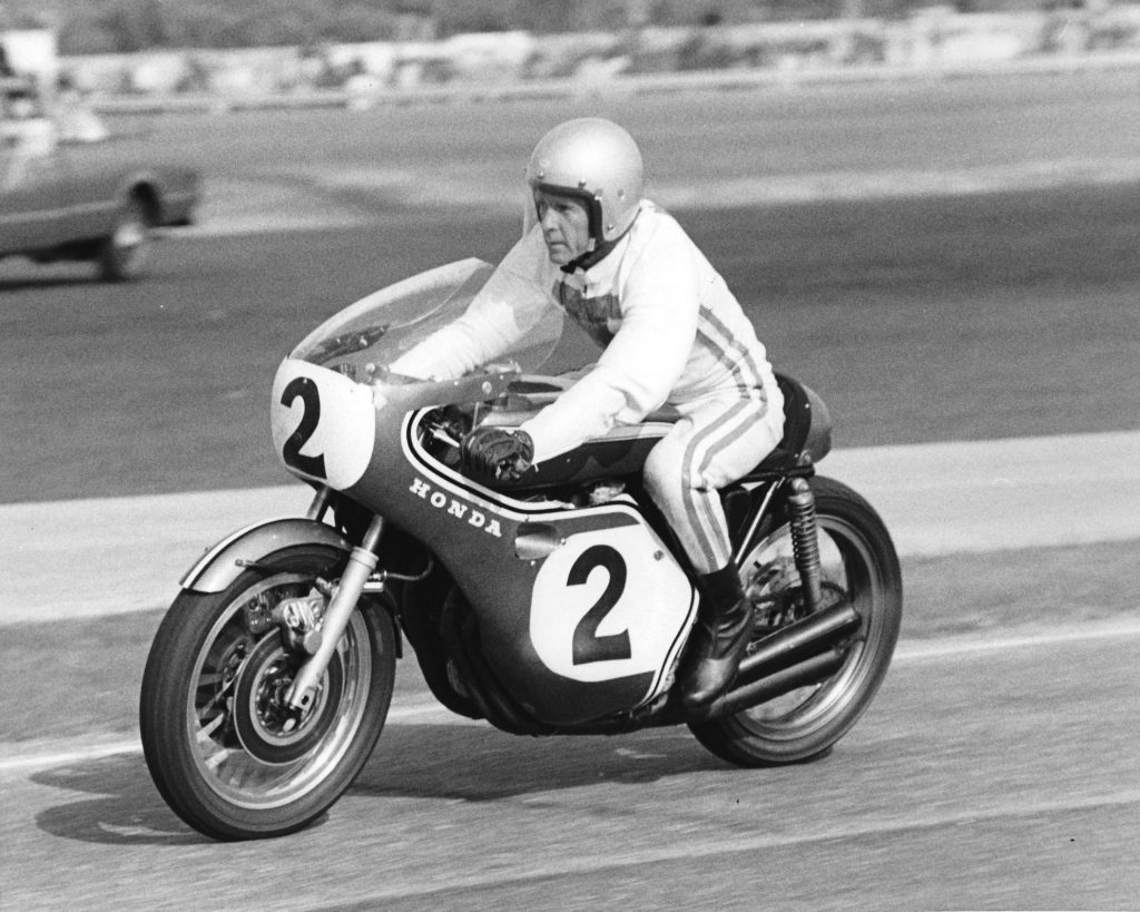 Dick “Bugsy” Mann finally won the Daytona 200 motorcycle classic at Daytona International Speedway on a Honda CB750. His victory was also the first win by a Honda in AMA