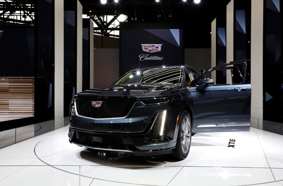 A Cadillac XT6 on display at an auto show