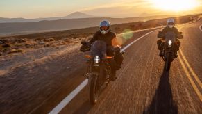 Charley Boorman and Ewan McGregor ride their Harley-Davidson LiveWires in 'Long Way Up'