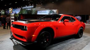 CHICAGO - FEBRUARY 09: 2018 Dodge Challenger SRT Demon is on display at the 110th Annual Chicago Auto Show at McCormick Place in Chicago, Illinois on February 9, 2018. (Photo By Raymond Boyd/Getty Images)