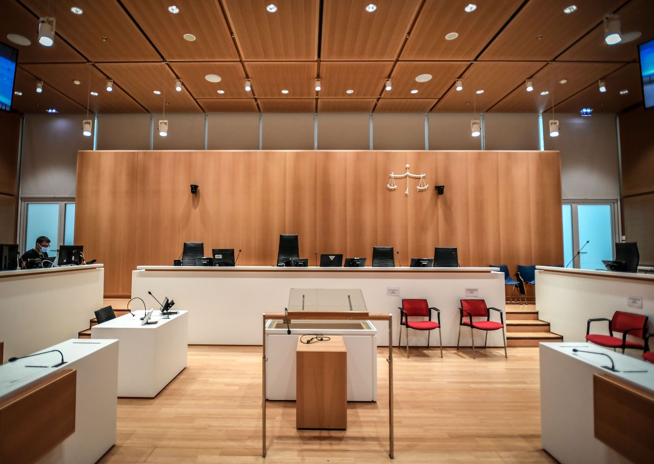 An image of the inside of a court room.