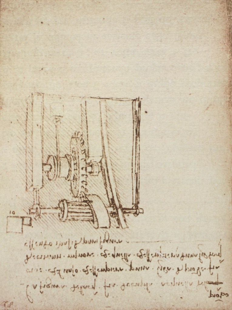 Drawing of a Gear System by Leonardo da Vinci