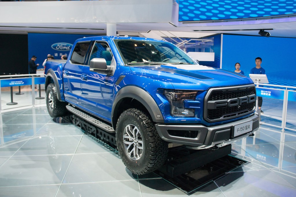 The Ford Raptor at an auto show.