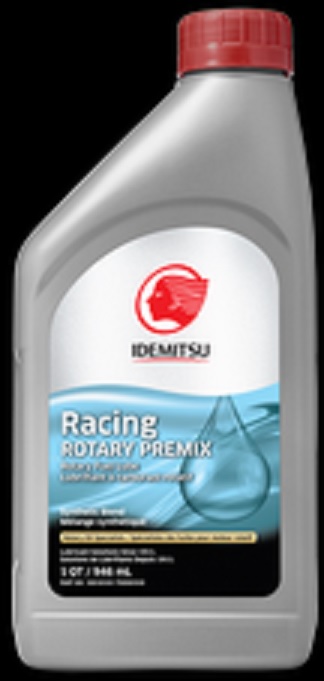 A bottle of Idemitsu rotary engine racing premix
