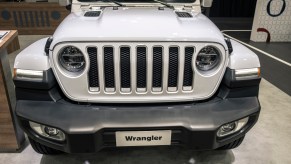 A new model Wrangler of the car manufacturer Jeep seen during the event