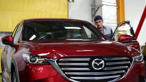 A Mazda CX-5 2 0 on display at a Mazda Sollers Manufacturing Rus car factory during a visit by the president of Russia and the prime minister of Japan