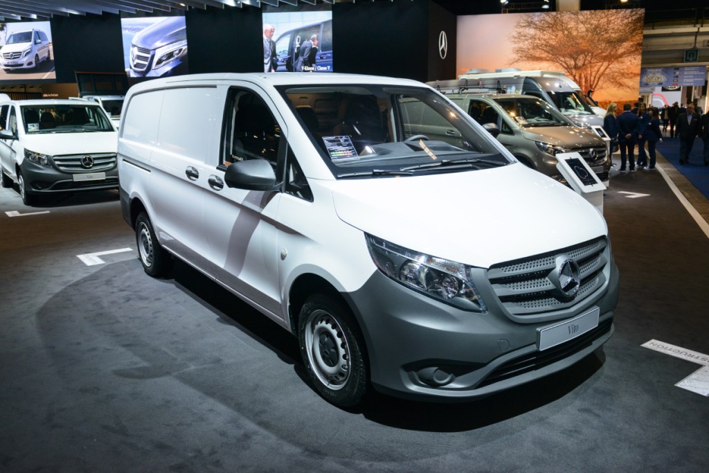 A Mercedes-Benz Metris van on display at an auto show