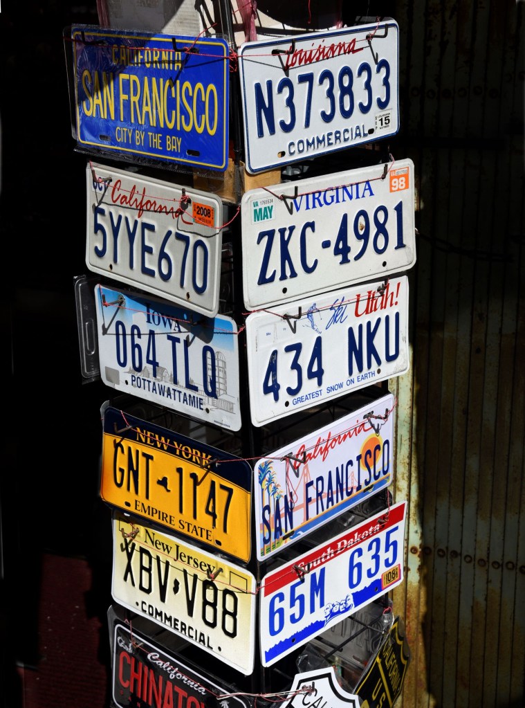 Various old license plates for sale