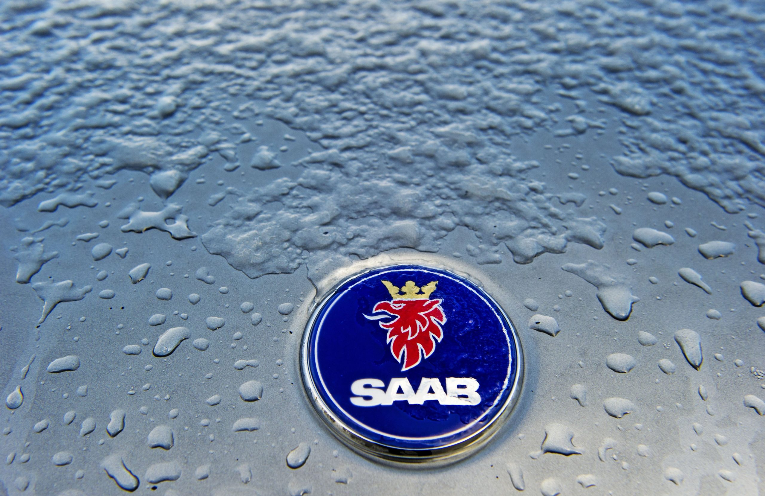 A Saab logo seen on the front of a car