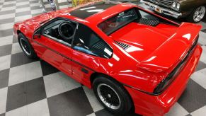 An overhead picture of the last Pontiac Fiero ever built.