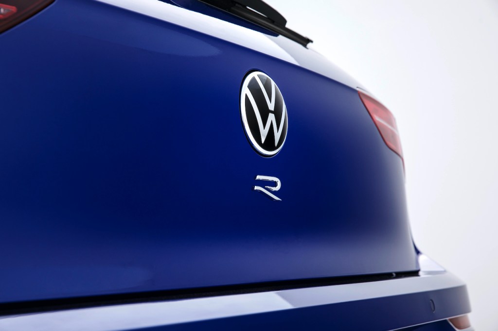 A photo of the upcoming Volkswagen Golf R in a studio.