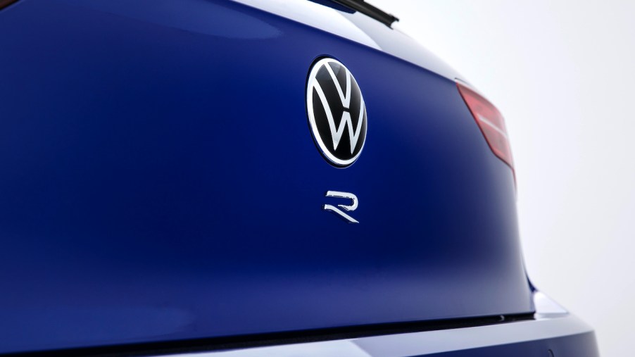 A photo of the upcoming Volkswagen Golf R in a studio.