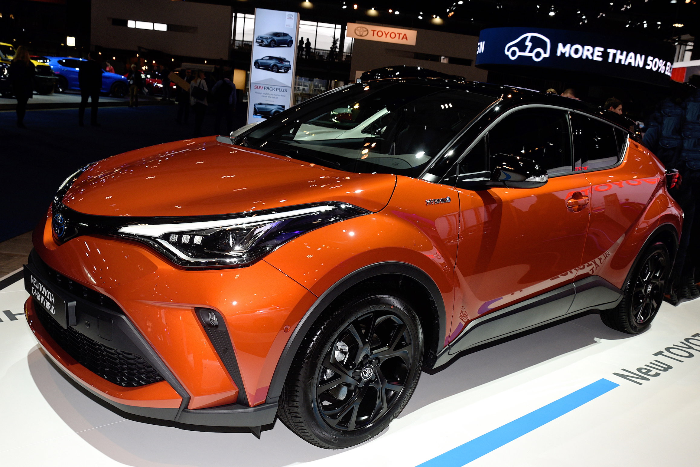 The Toyota C-HR Hybrid on display at the Brussels Motor Show