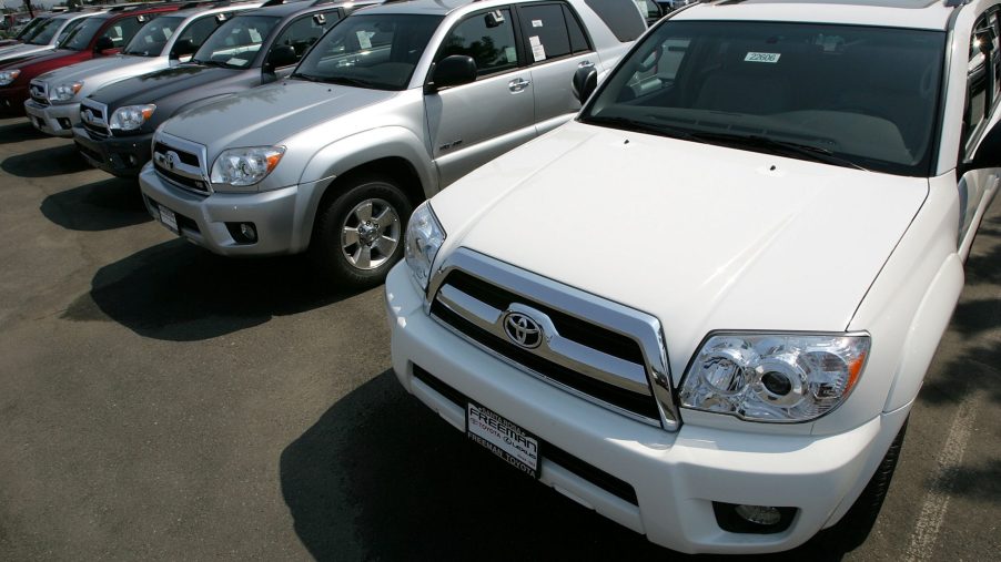 Toyota SUVs for sale at a car dealership